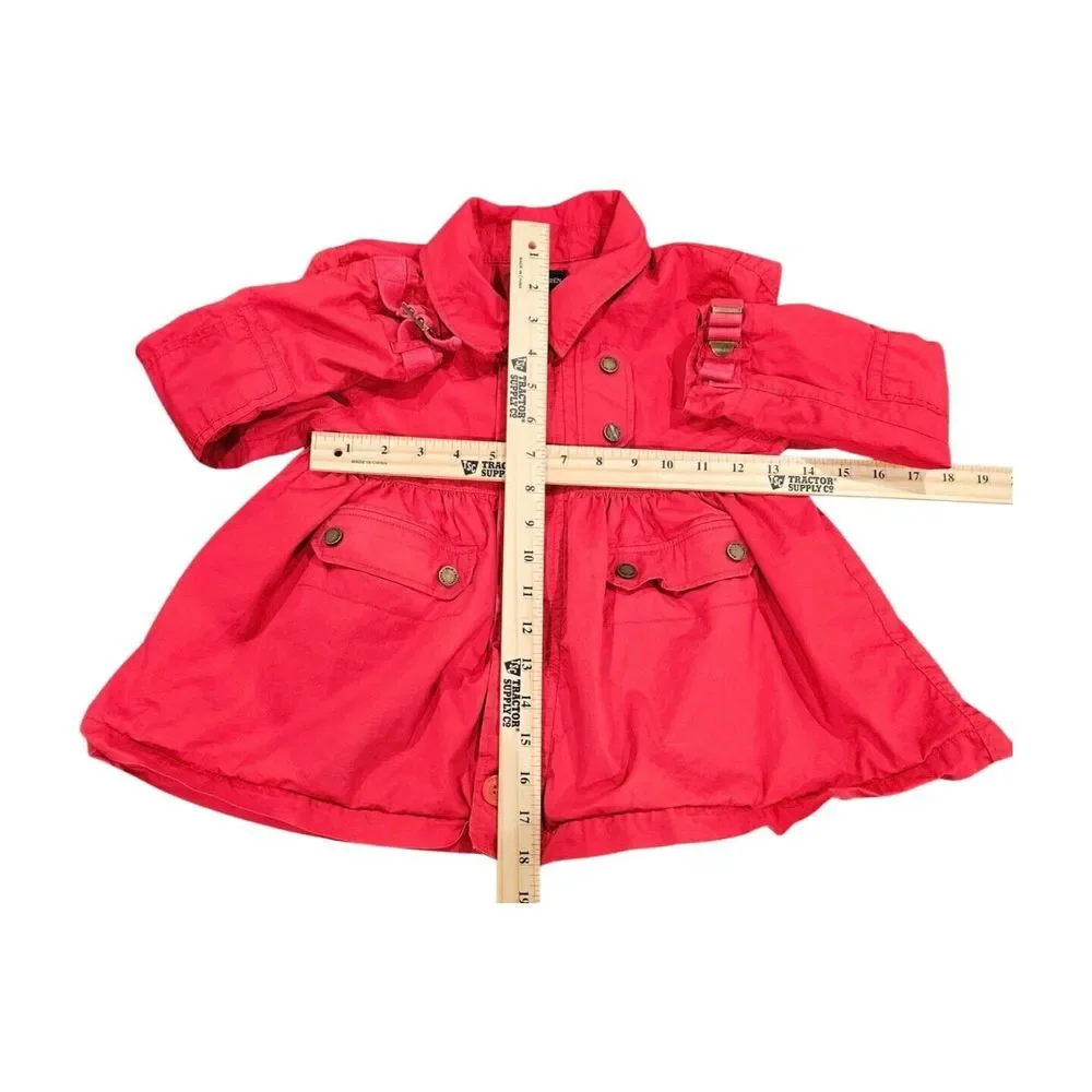 Ralph Lauren Swing‎ Trench Coat Pink/Red Button Zip Girls 6X